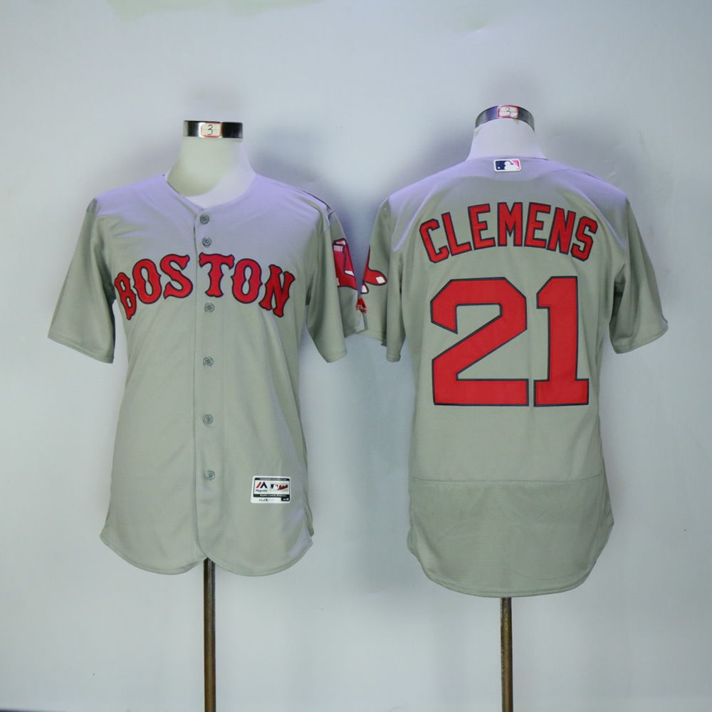 Men Boston Red Sox #21 Clemens Grey MLB Jerseys